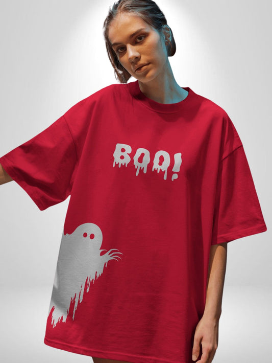 Unisex Red T-Shirt with Ghost Graphic