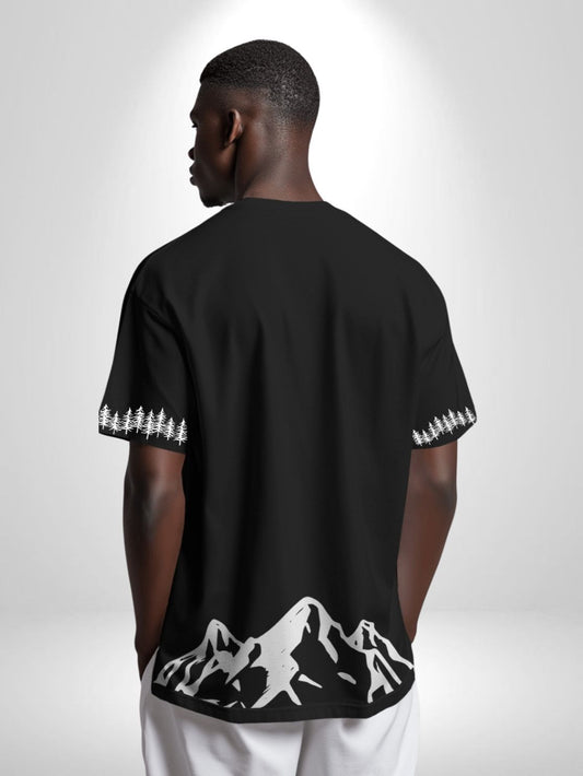 Nature Escape Mountain Graphic Black T-Shirt