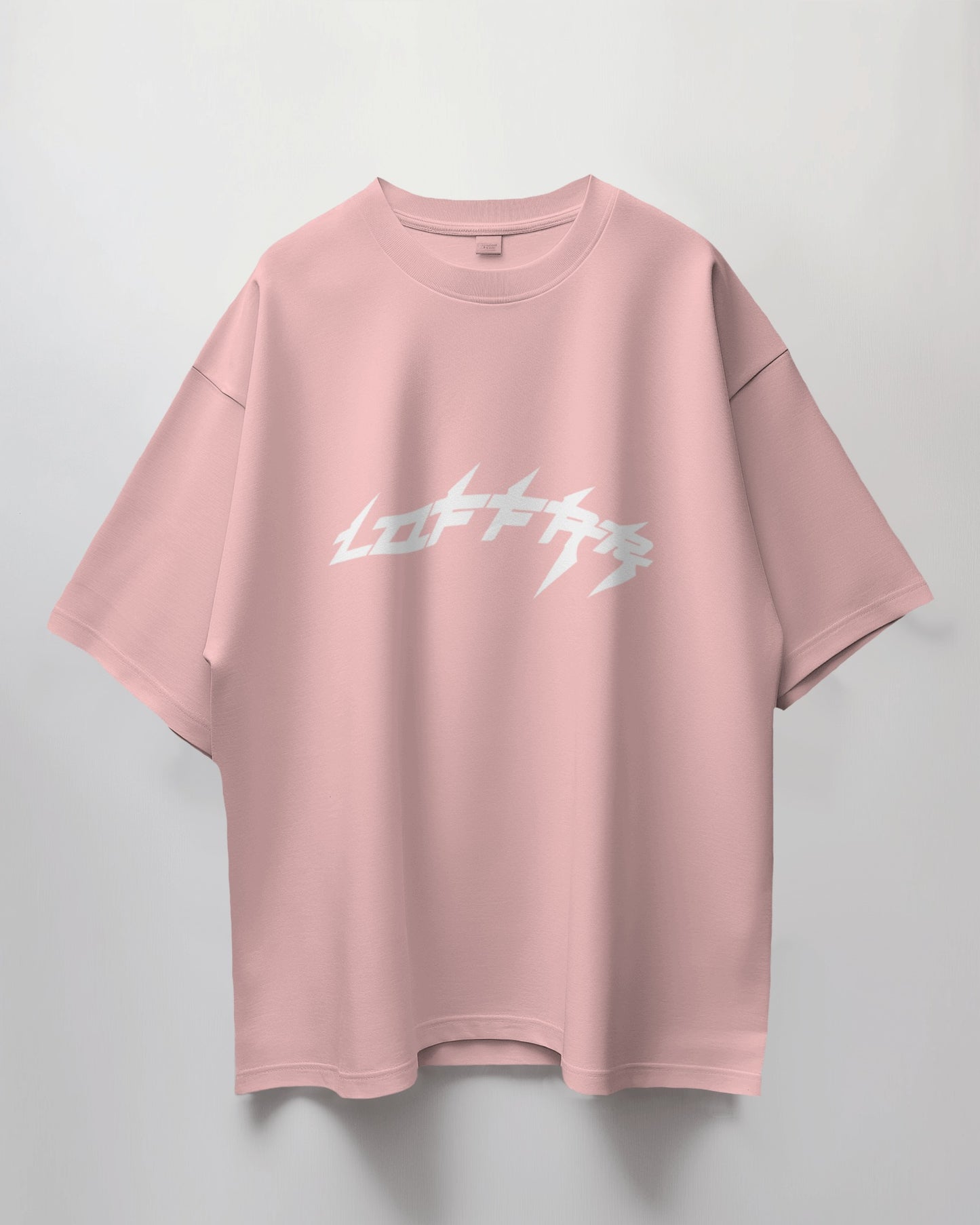 Loffar Bike Stunt Oversized Unisex T-Shirt - Baby Pink