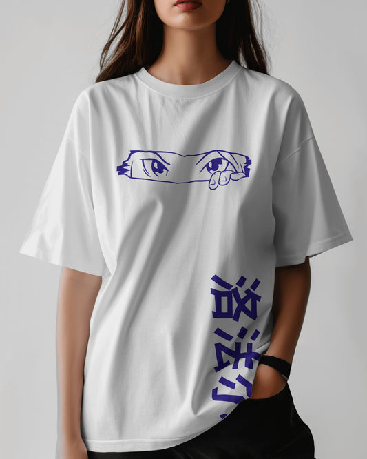 Unisex T-Shirt with Anime Eyes &amp; Japanese Text - Loffar