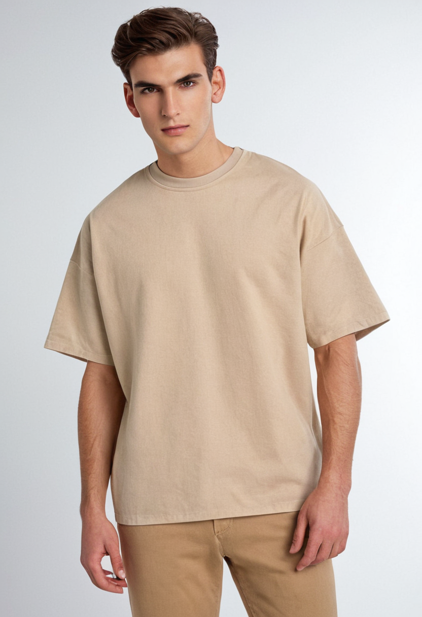 LOFFAR Natural Beige Oversized T-Shirt