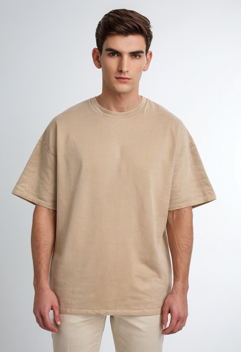 LOFFAR Natural Beige Oversized T-Shirt