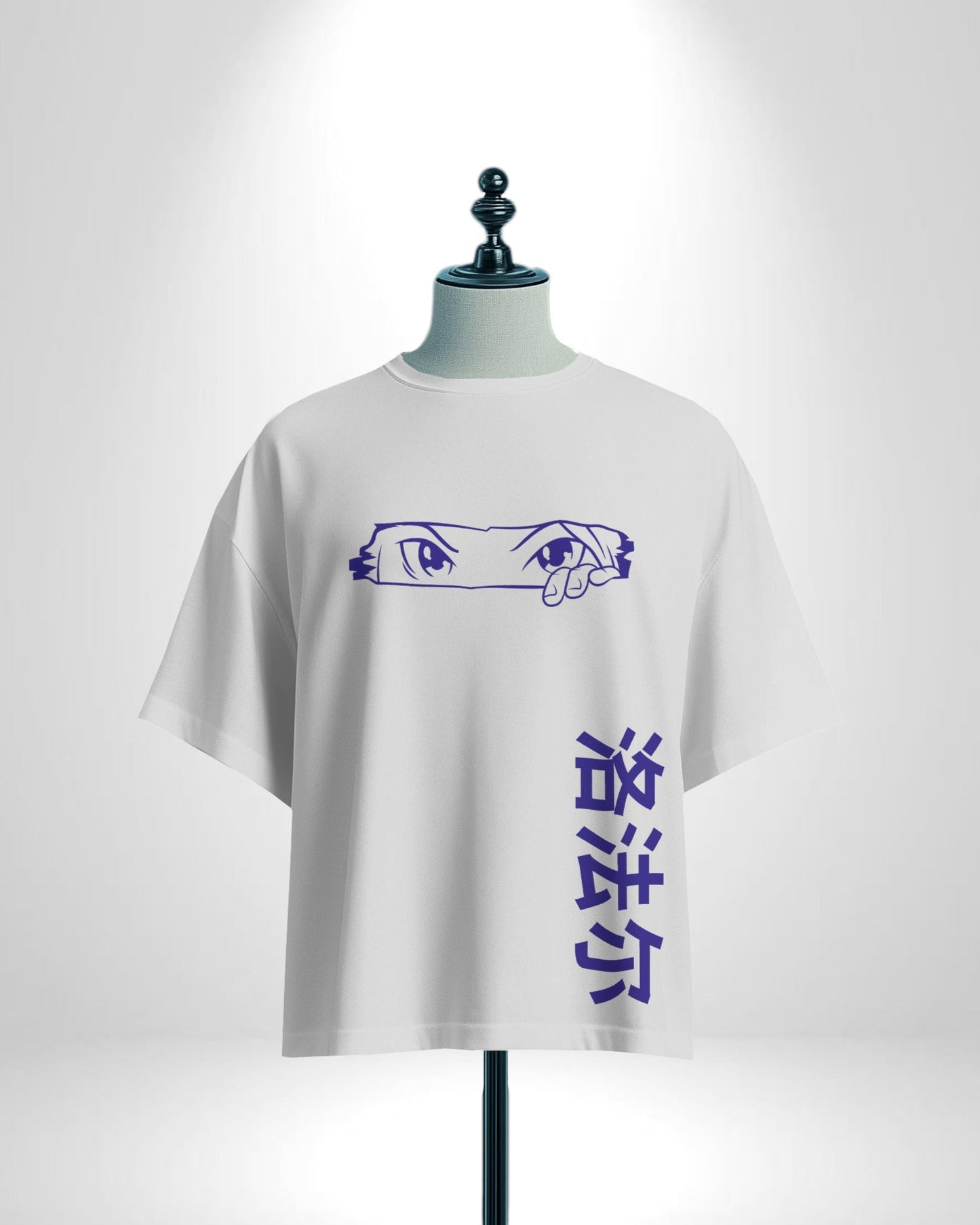 Unisex T-Shirt with Anime Eyes &amp; Japanese Text - Loffar